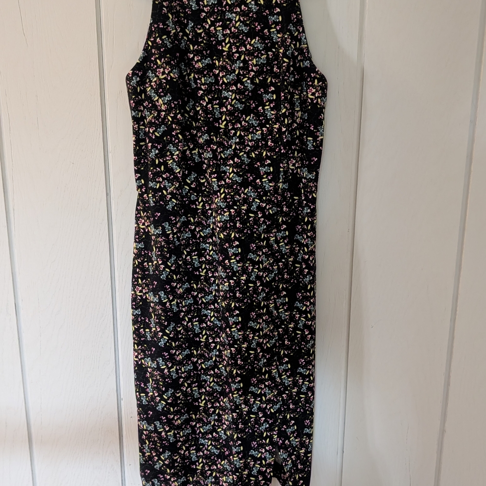 Banana Republic Black Floral Midi Dress